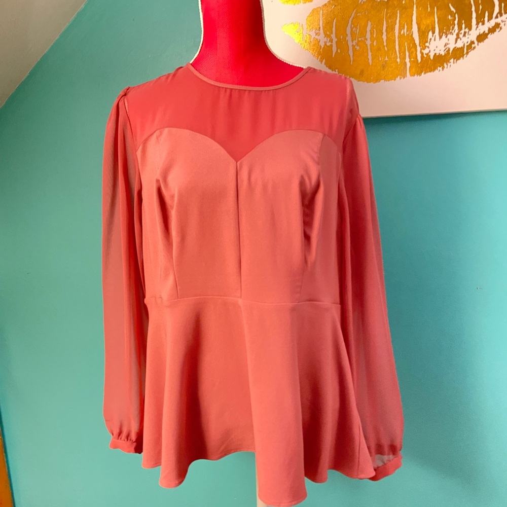 TORRID PINK PEPLUM BLOUSE